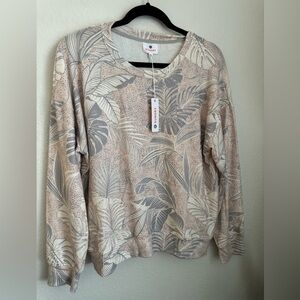 NWT- Sundry Leaves Light Pink with Grey and White Super soft sweater crew neck
